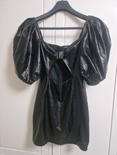 Damen Minikleid Kunstleder Schwarz Größe S