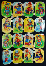 Glanzbilder, Oblaten, Bogen Nr. 98-124 " Krüger" Tiere Hund Elefant Ente Vintage