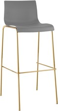 Barhocker Hover Kunststoffsitz Vierfußgestell aus Metall in Goldoptik stapelbar