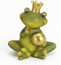 Tempelwelt Dekofigur Gartenfigur Frosch Froschkönig 15 Cm Groÿ Aus Keramik Grün 