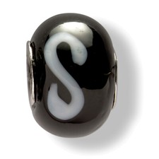 Mia Beads Glas-Bead echt Silber 925 Sterling schwarz weiß Charm Bettelarmband