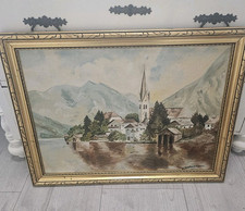 Schönes Ölbild Berge See