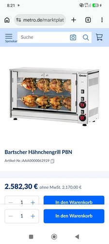 Bartscher p8n hähnchengrill - p8n,