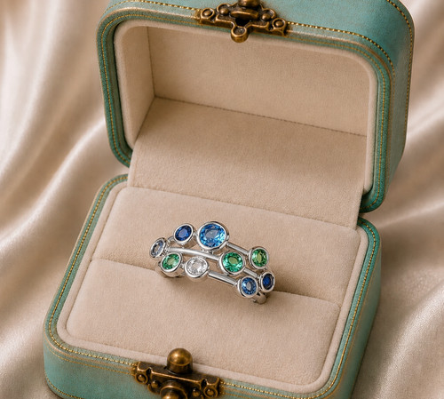 Silber stapelring mit blauen - mit,