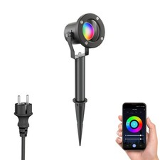 Gartenstrahler mit Erdspieß MIBU für außen Edelstahl schwarz inkl. Smart Home