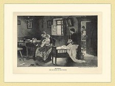 Abendläuten Angelus Gebet Familie von Hugo Oehmichen HOLZSTICH II 618