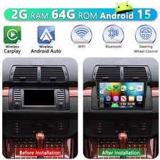 2+64GB Für BMW X5 E53 2000-2007 Android 15 Apple Carplay Autoradio GPS NAVI WIFI