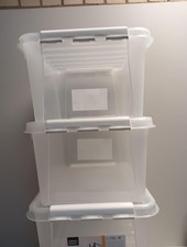 3er set  transparente Box mit Klippverschlüssen 50x39x26cm