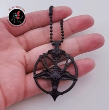 Schlüsselanhänger Ziegenkopf Pentagramm Baphomet Amulett Gothic Glücksbringer