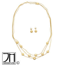 Collier Modeschmuck Snake Halskette dreireihig vergoldet Kugeln diamantiert