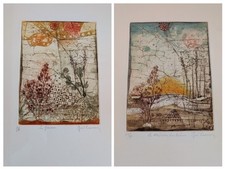 2x Original Farbradierung