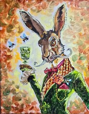 Hase Bienen Ölmalerei 24x30