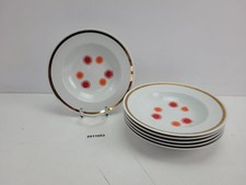 6x Suppen-Teller Henneberg Porzellan Helena 70er DDR orange rot ø23,5cm #2511053