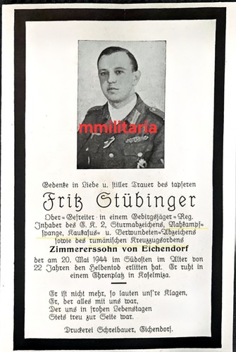 Sterbebild wwii obergefreiter - sterbebild,