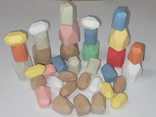 Holzbausteine Natur 35 Teile *Montessori* Baustein-Set Schneller Versand aus DE