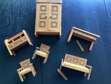 Rülke Stilmöbel DDR Wohnzimmer Schrank, Tisch Bank, zwei Sessel, Pult  50er/60er