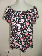 •●♥ Damen Gina - Bluse/Shirt - Gr. 38 - schwarz mit Blumen ♥●•!49