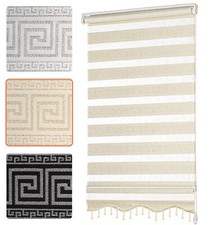 Vorhang Gardine mit Volant Mäander Medusa Griechische Schlüssel Rollo mit Perlen