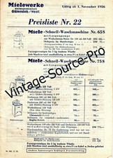 alte Miele Preisliste Nr. 22 19 Seiten gültig ab 1. November 1956 Vintage