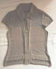 Comma Damen Weste Strickjacke Kurzarm Creme Beige Hellbraun 38-42 Guter Zustand 