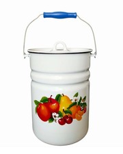 Emaille Milchkanne mit Tragegriff + Deckel emailliert 6 L Motiv Dekor Früchte 5