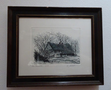 Alte Bauernkate ORIGINAL RADIERUNG, GERAHMT, NUMMERIERT, SIGNIERT