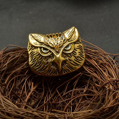 Vintage bronze eule brosche - bronze,