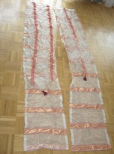 2x Vorhang Seitenschal 230x40 Flächengardinen orange weiß gestreift schmal glatt