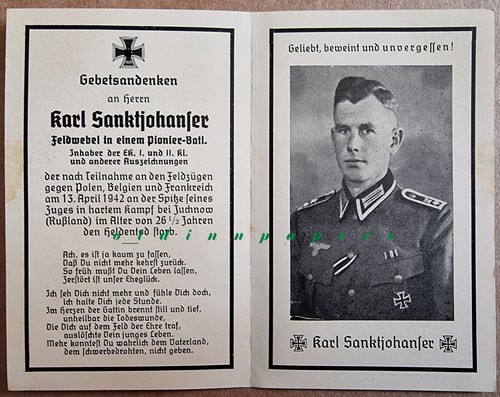 Sterbebild feldwebel orden - feldwebel,