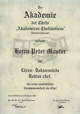 Diplom Urkunde Ehren Doktor Titel Chef