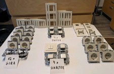 70er Jahre Steckdosen Schalter Taster Rahmen, weiß, teilweise Gira, Konvolut