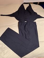 HOSENANZUG:Sexy Business Sommer Look, marine Nadelstreifen,R.LANGE,rückenfrei,M