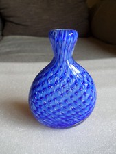 Schnupftabakglas Blau Tropfenförmiges Muster Zwiesel 10x2,5 cm