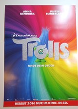 Filmplakat TROLLS A1 Kinoposter Animation Voranzeige mit Glitzerdruck Dreamworks