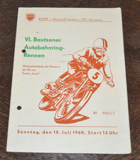 Rennprogramm VI. Bautzener Autobahnring-Rennen 1960 ADMV MZ NSU Simson AWO BMW