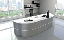 Beratungstheke Silver | Empfangstheke Empfang Empfangstresen 74 x 297 x 81 cm