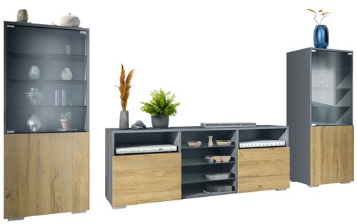 Wohnwand lowboard vitrine - wohnwand,