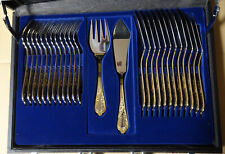Besteck-Set Ebel, 26 tlg. für 12 Personen, im Koffer, Edelstahl teilvergoldet.
