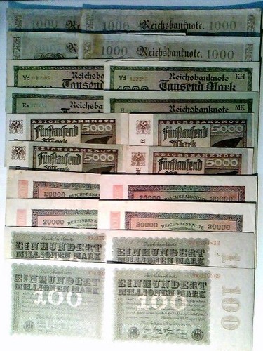 Reichsbanknoten 4x 1000 - je,