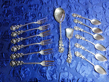 Christoph Widmann Hildesheimer Rose -14 Teile Kaffee-Besteck Silber-800‰  Erh: 2