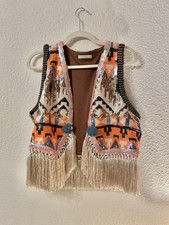Weste Pailletten Boho Unikat Neu