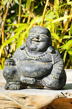 Happy Buddha  Indonesien Lavastein Skulptur Statue Feng Shui Garten Dekoration