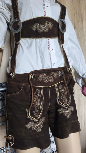 Damen lederhose braun mit - lederhose,
