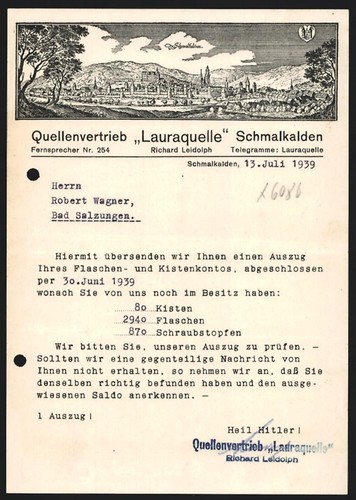 Rechnung schmalkalden 1939 - rechnung,