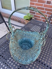 Vintage Retro Rattan Korb Grün Gold mit Henkel Edel Dekorativ Top!