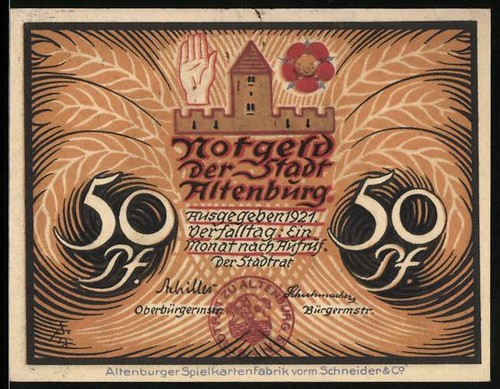Notgeld altenburg 1921 pf - altenburg, 1921,
