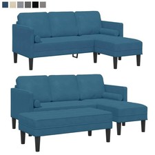 Modern L-Form Sofa Samt Lounge Couch Schlafsofa Ecksofa Gästebett für 4 Personen