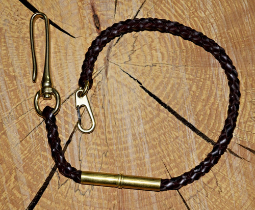 Wallet chain leder - leder, messing