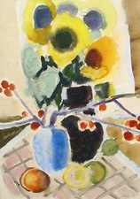 Willi Ulfig 1910 - Regensburg / Stilleben mit Blumen / Aquarell, signiert / 1961