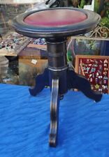 Antiker KLAVIERHOCKER  mit  Lederpolsterung 